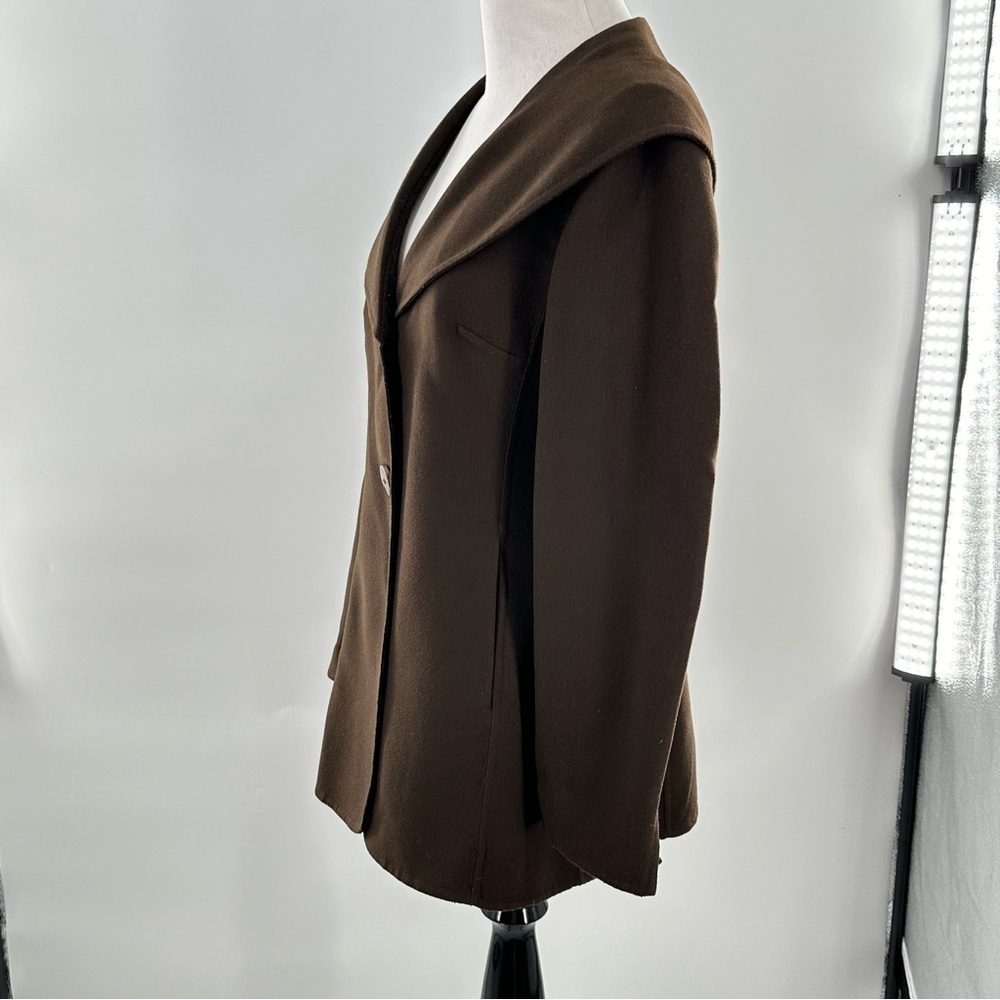 Talbots petite coat 6 P brown 100% wool 90s vintage coastal grandma fairycore - Picture 7 of 11